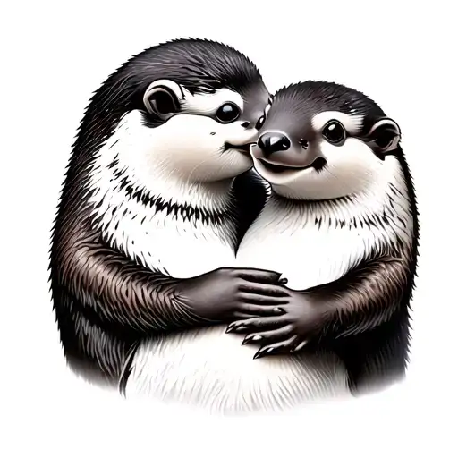 Penguin Hugging Otter