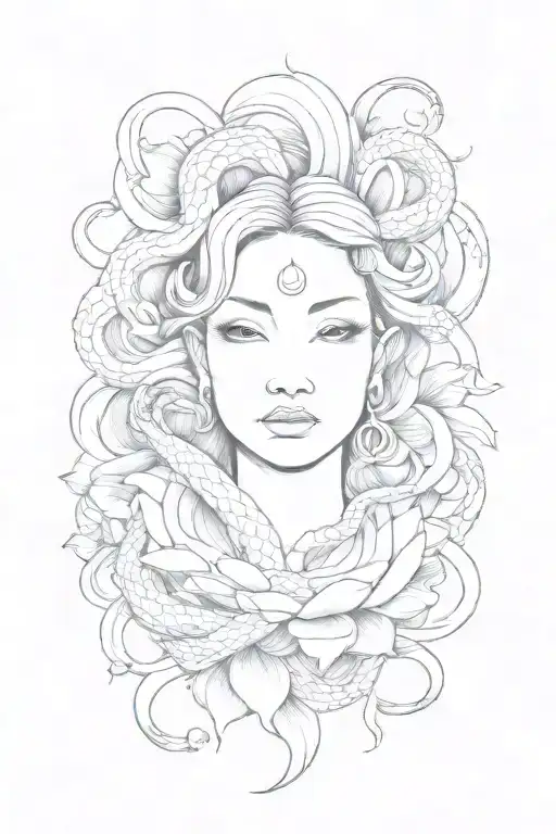 Lotus Flower Blooming With Snake Wrapped