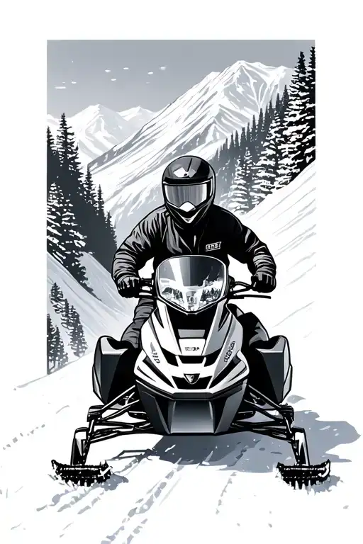 Snowmobile Going Up Mountain