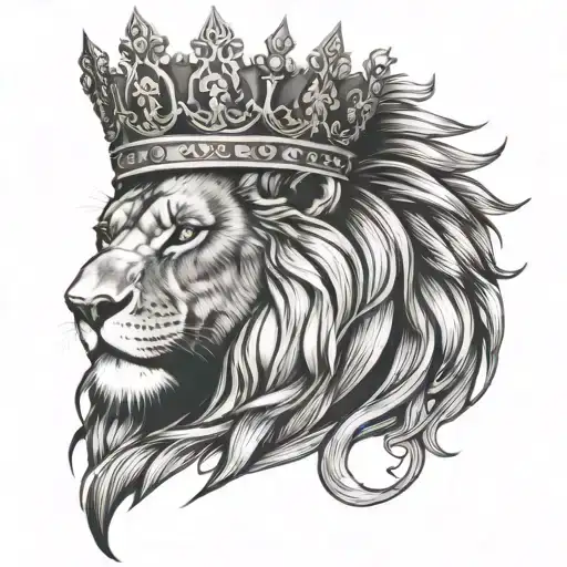 Lion Looking Like A King Wearing A Crown
