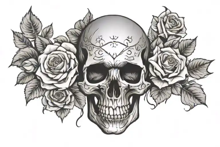 Skull And Roses Mandala Design Incorporating Elements