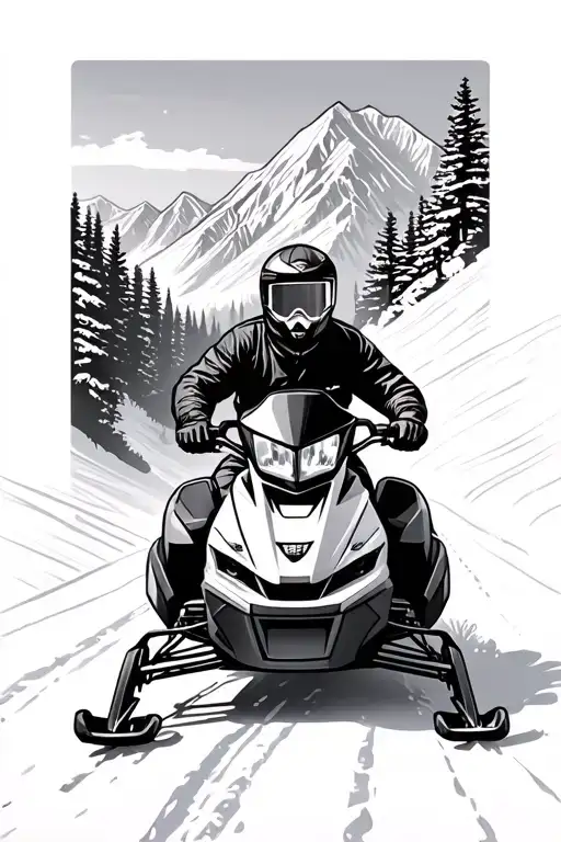 Snowmobile Going Up Mountain