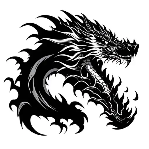 Dragon Breathing Fire Stencil