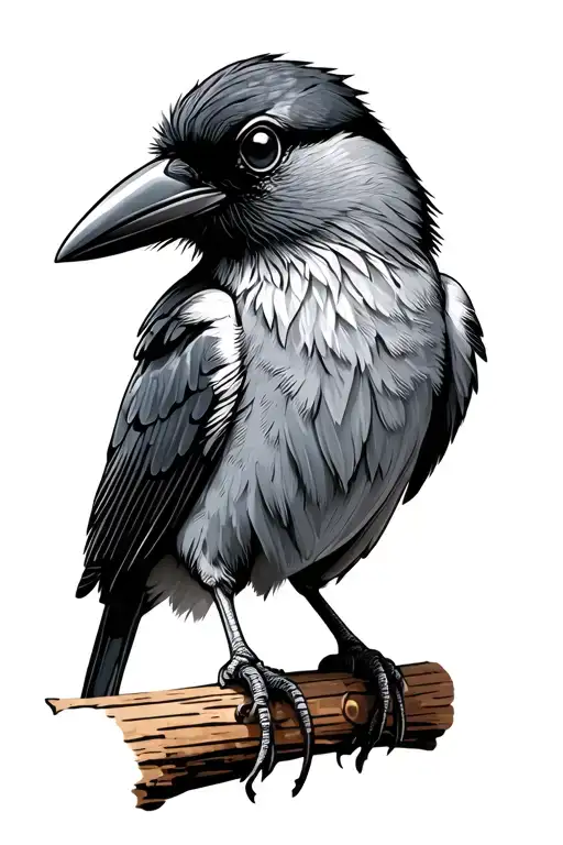 Cute Realistic Crow Perched