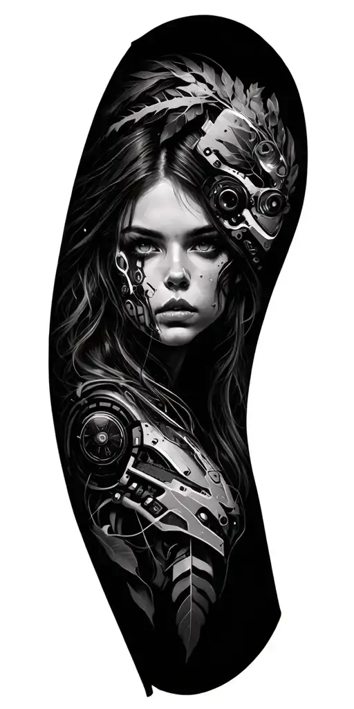 Create A Tattoo That Represents The Balance Between Technology And Nature