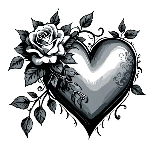 Heart With Rose And Vine Wrapping