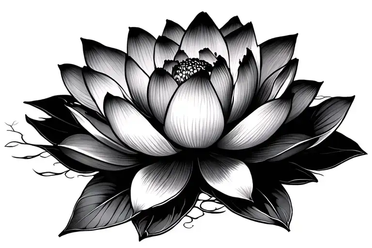 Lotus Flower And Cherry Trees