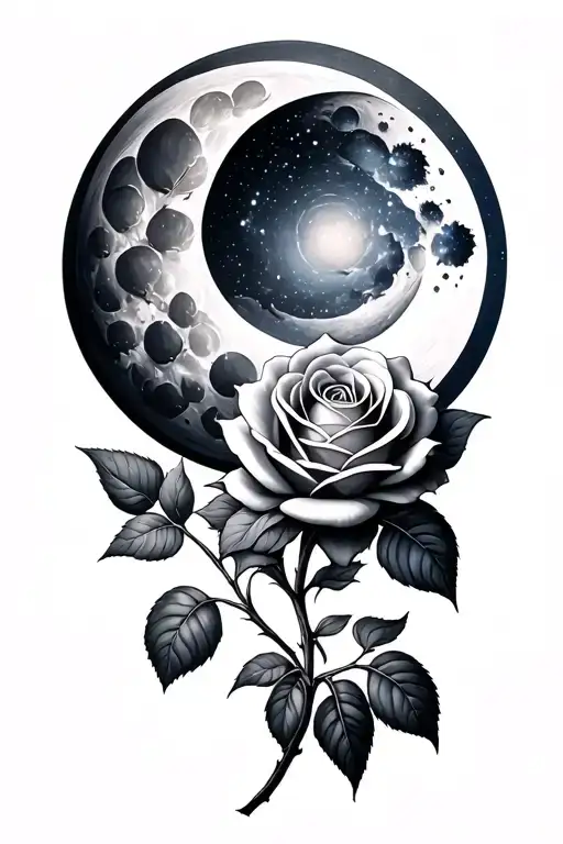 Galaxy Roses Wrapped Round Moon