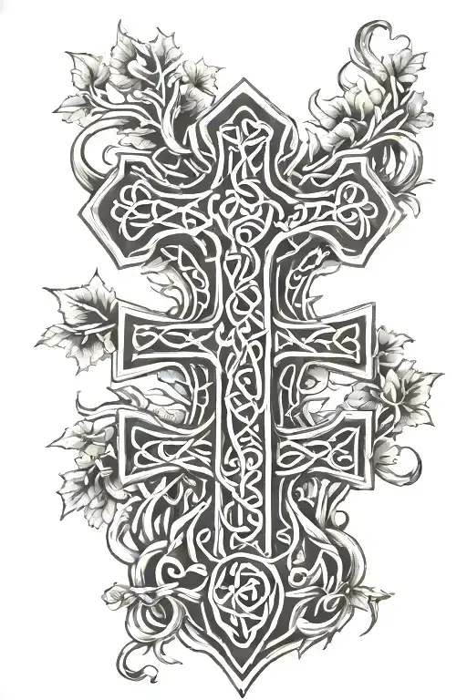 Firefighter Cross And Celtic Tree Of Life