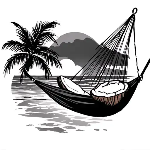 Coconut Sunset Hammock Sand Sea