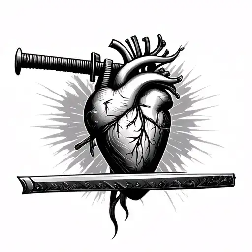 Katana Cuts The Heart Real Heart