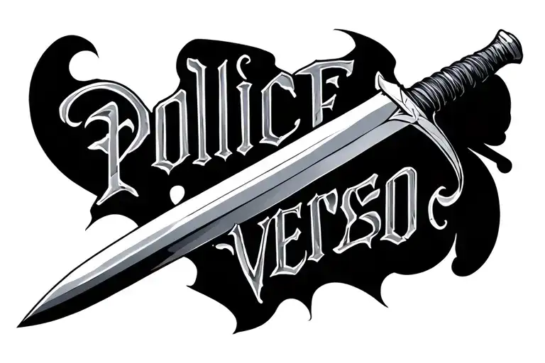 Pollice Verso Written In Rajon Font On A Gladius Sword Military Glory