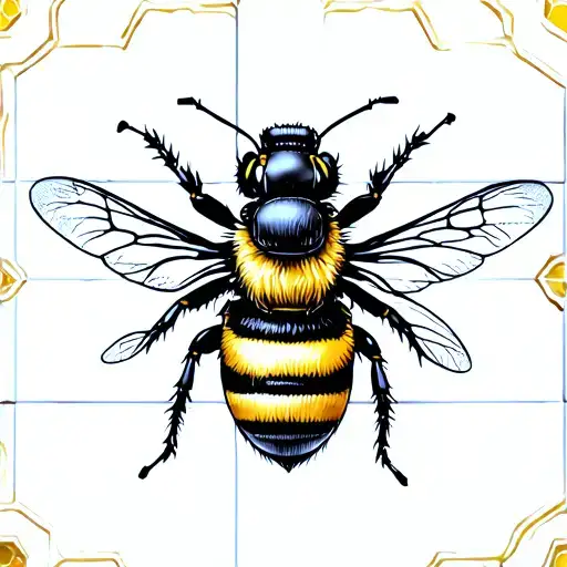 Portugal Tile Tattoo With Bumble Bee With Honey Comb Background