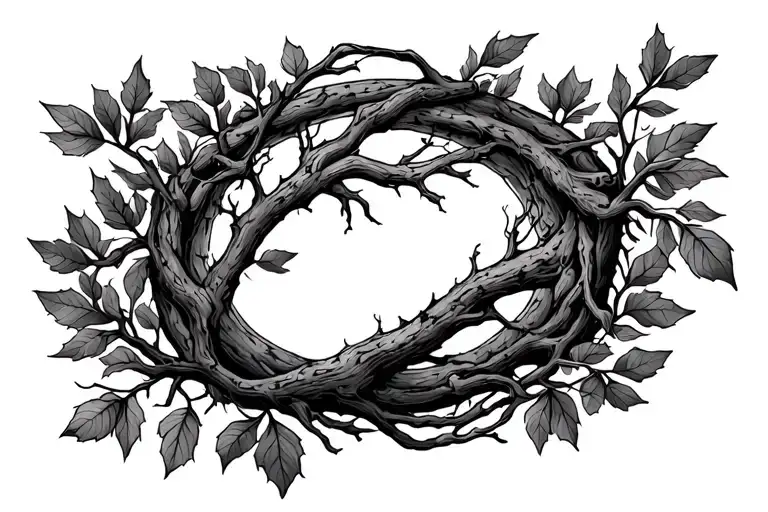 Ash Tree Branches And Leaves Intertwined Into An Oval Frame
