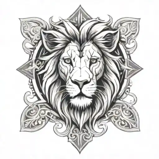 Asymmetrical Lion And Cross With Shadows