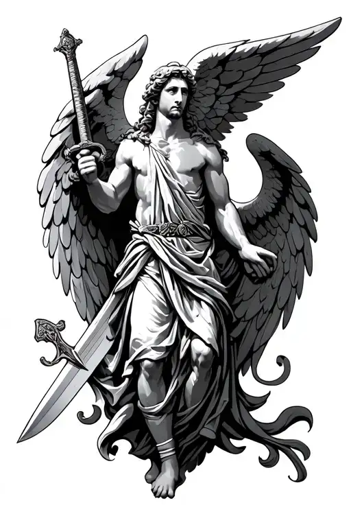 Saint Michael Angel Holding A Sword