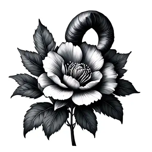 Minimalist Aries And Honeysuckle Flower