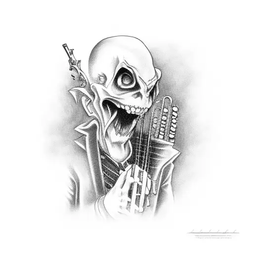 A Portrait Of A Vampire Playing A Musical Instrument