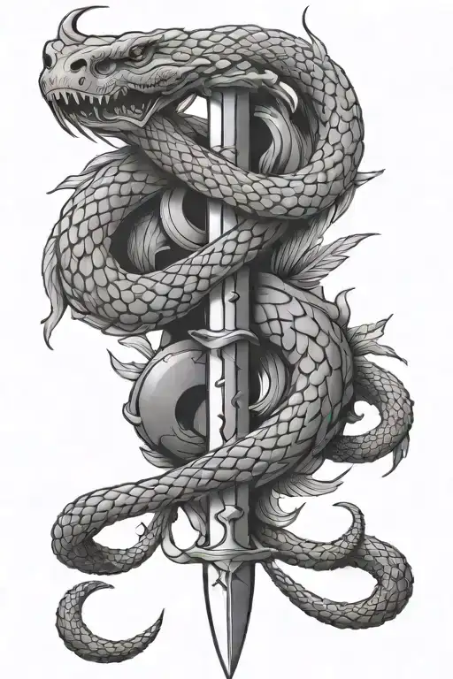 Sword And Snake Intertwined