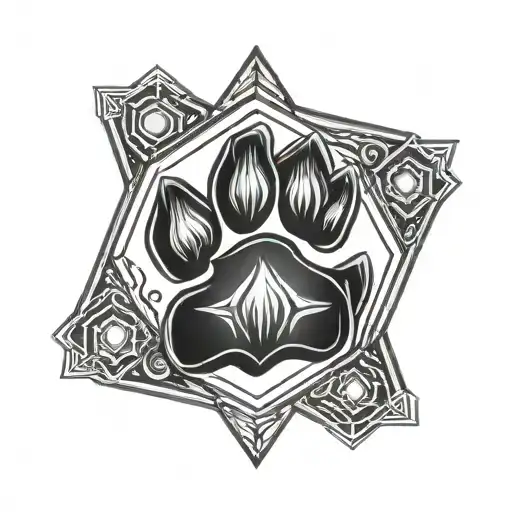 Dog Paw Hexagon Shape Talisman