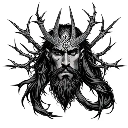 Nordic Loki With Runes And Thorns