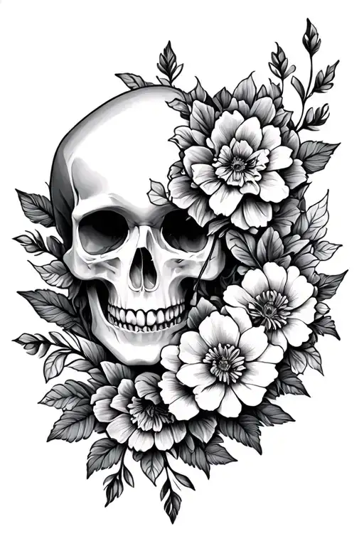 Daintly Skull Flowers Mandala