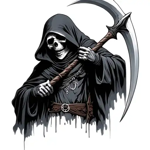 Grim Reaper Holding A Scythe
