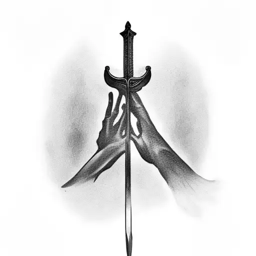 A Tattoo Of A Programmer's Hand Holding A Sword