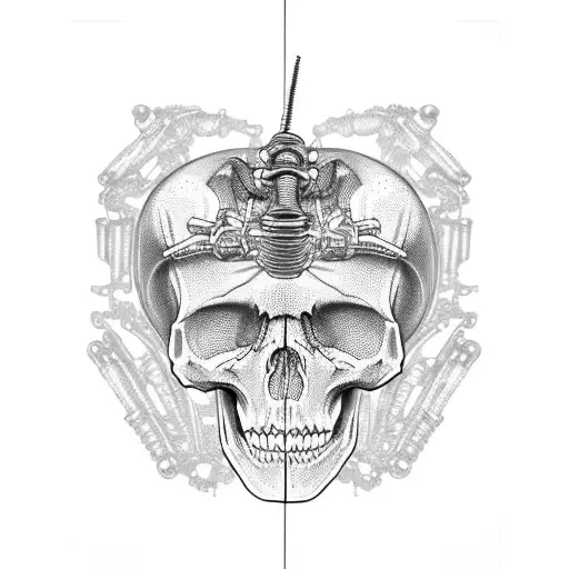 Skeleton Made Of Motorcycle Parts