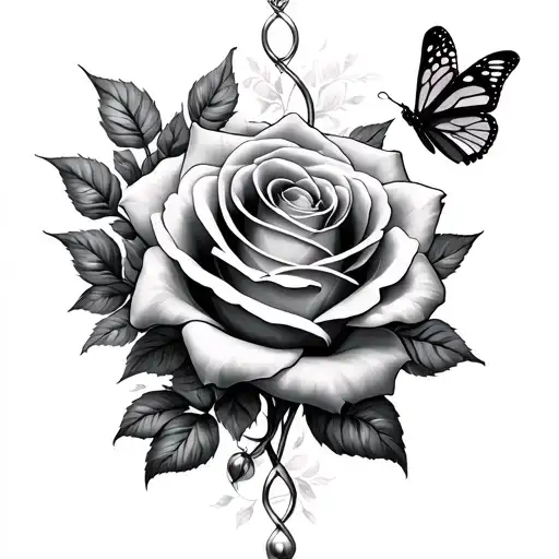 Infinity And Rose With A Butterfly