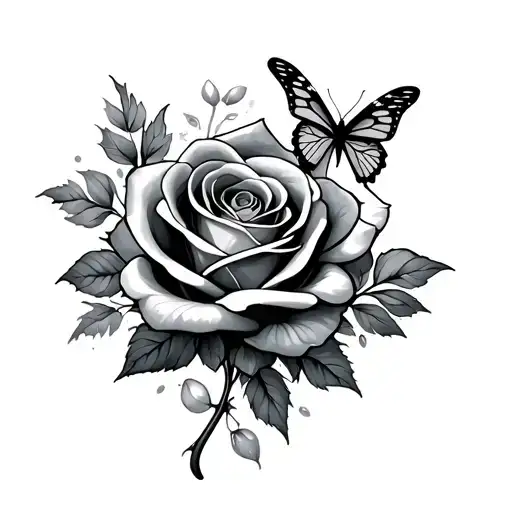 A Infinity And Rose With A Butterfly