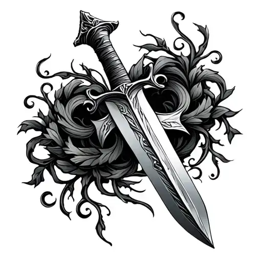 Broken Sword With Vine Around It