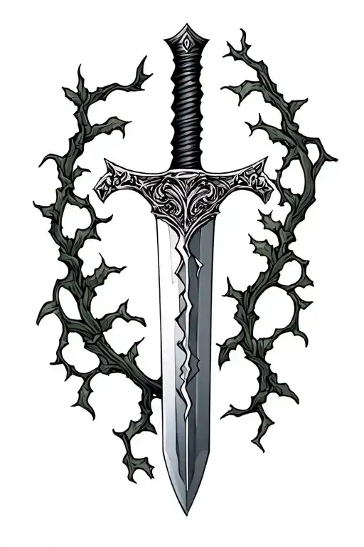 Broken Sword With Vine Around It