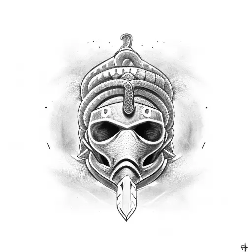 Knight With Snake Up His Arm And His Sword In The Middle Of His Face