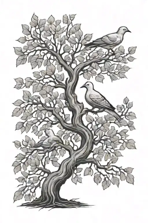 Leafless Tree With Dove Perched