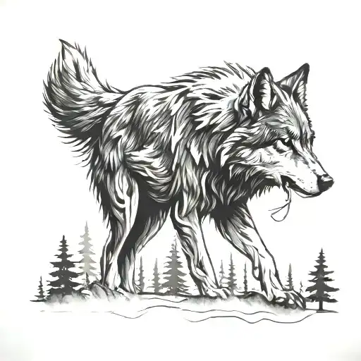 Wolf In A Forest