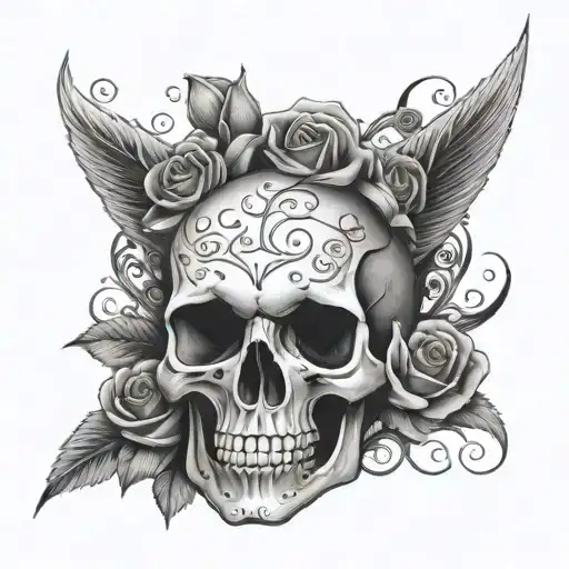 Skull And Rose With Tanya Written Inside