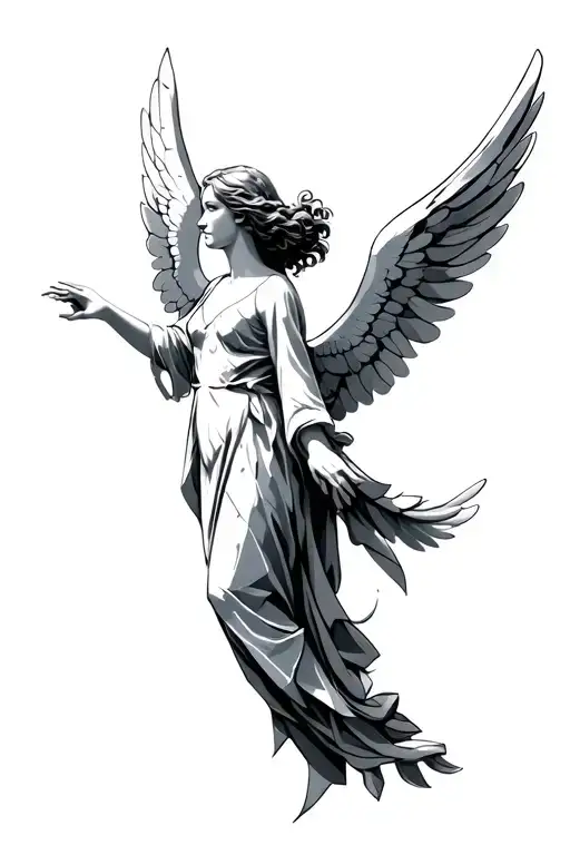 Angel With Wings Flying Small Geometry