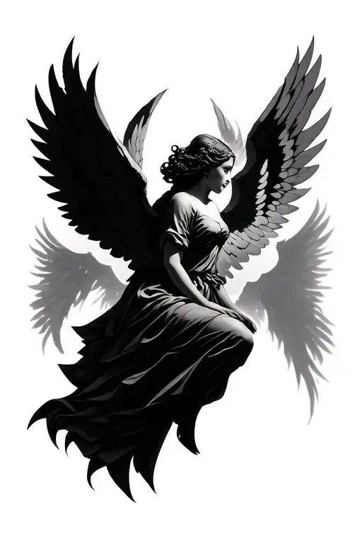 Angel With Wings And No Face Flying Small Geometry