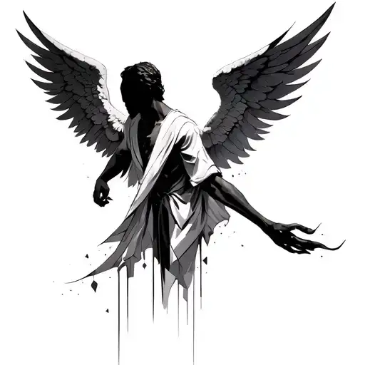 Man Angel With Wings And No Face Flying Small Geometry