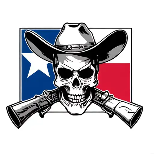 Skull Cowboy Texas Flag Houston Oilers Logo Integrated