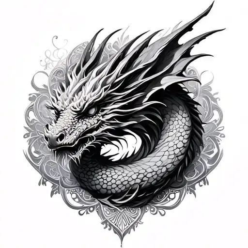 Dragon And Fairy Intertwined Lace Patterns