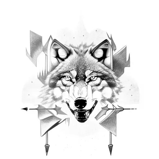 Fierce Wolf With 3 Arrows On Its Back
