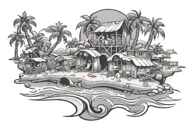 Cartoon Beach Scene