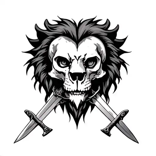 Hearts And Swords Of Lion And Skull
