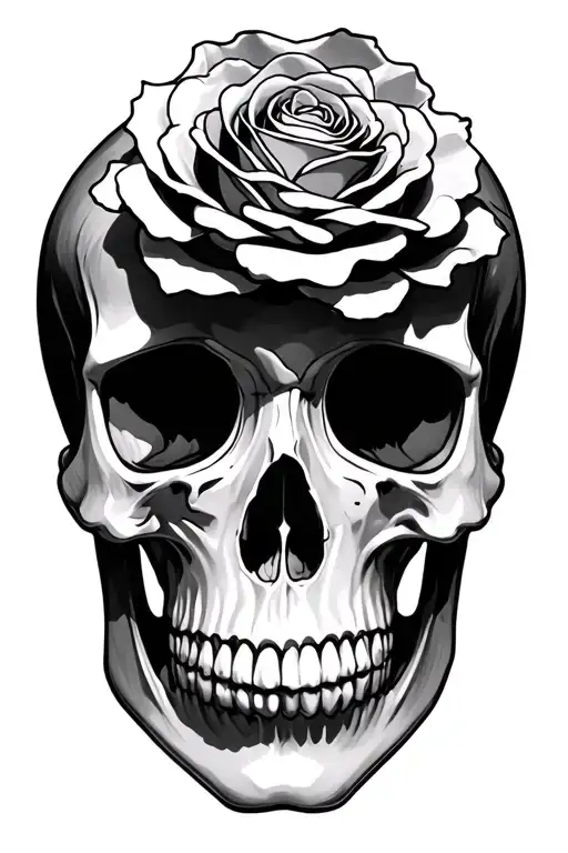 Rose Inside Skull