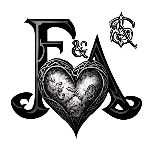 Celtic Heart Tatoo With The Characters F & A Combined