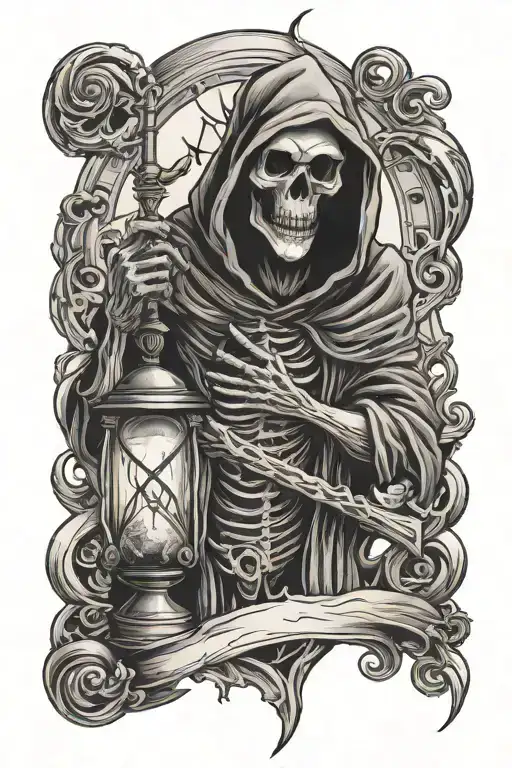 Grim Reaper With Hour Glass And Smoke