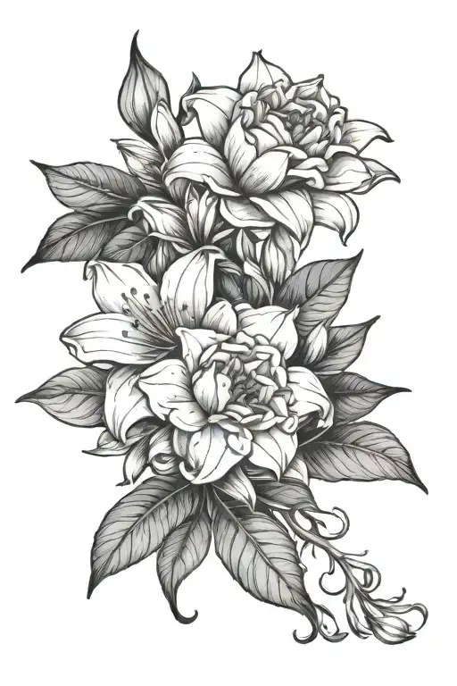 Gardenia Flower And Lily Flower And Calendula Flower Bouquet