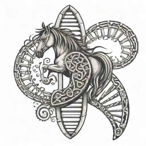 Dna Strand With Horse Shoe